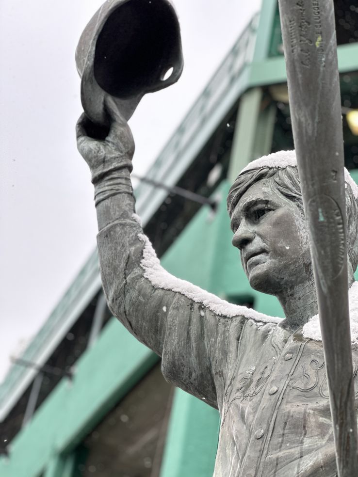 Yaz -- his statue -- welcoming us to Fenway with a tip of his cap.